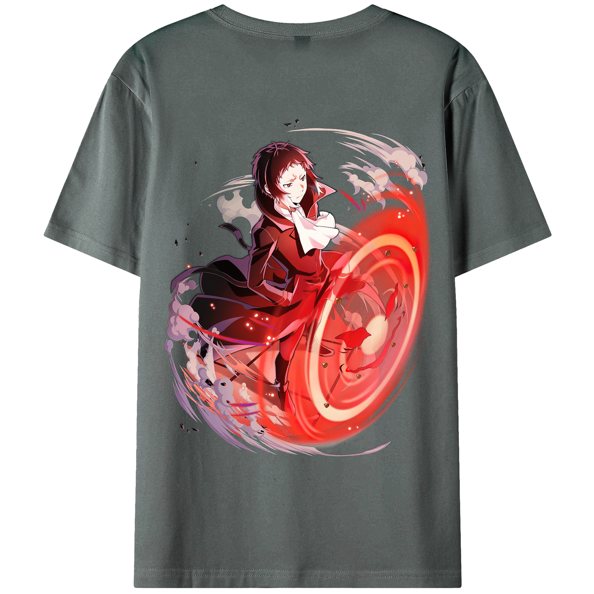 文豪ストレイドッグス Bungo Stray Dogs 綿100％ メンズ半袖Tシャツ（バックプリント） 通気性